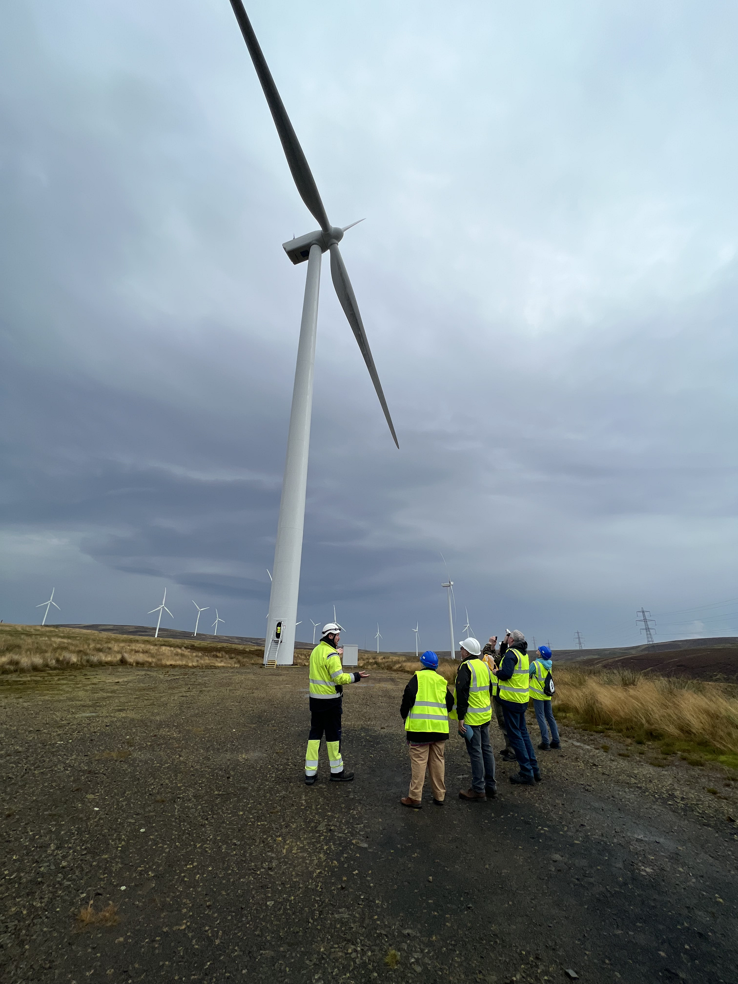 visitors to a wind farm